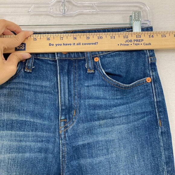 Madewell size 26 Medium Wash 10" High Riser Demi Boot Jeans Fringe Boho - Picture 8 of 11